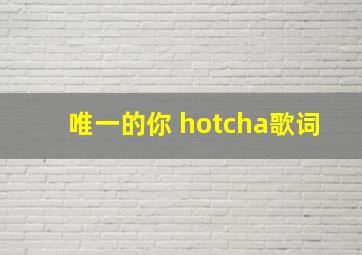 唯一的你 hotcha歌词